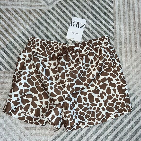 ZARA Kids | Brown | GIRAFFE PRINT SWIM SHORTS - Picture 4 of 5